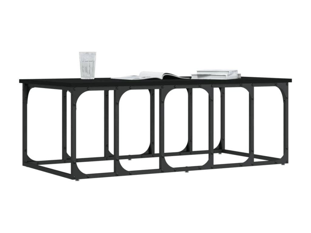 Tavolino da caffè in legno ingegnerizzato nero, 100 x 50 x 35,5 cm