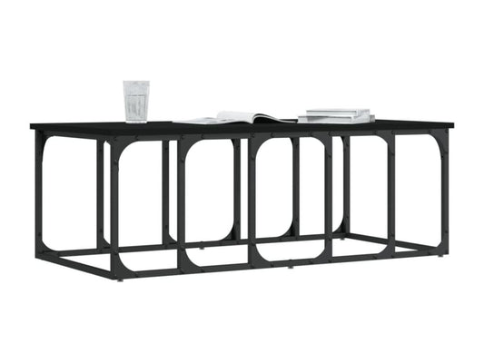 Tavolino da caffè in legno ingegnerizzato nero, 100 x 50 x 35,5 cm