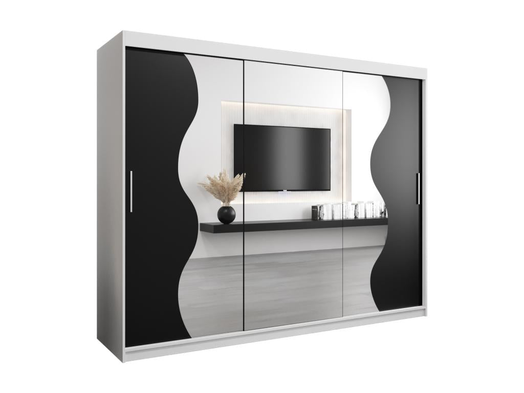 Armadio nero a 3 ante, 250 x 62 x 200 cm
