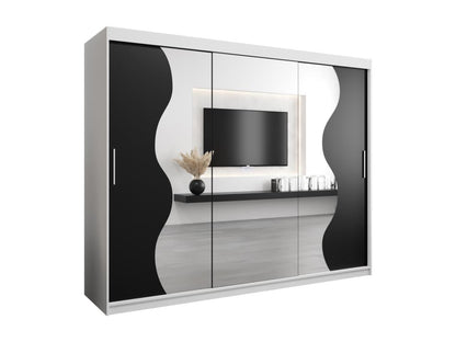 Armadio nero a 3 ante, 250 x 62 x 200 cm