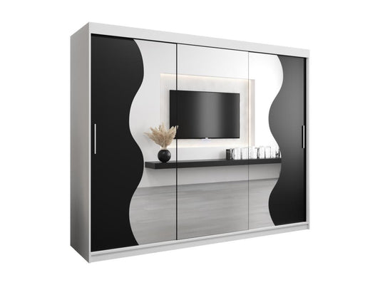 Armadio nero a 3 ante, 250 x 62 x 200 cm