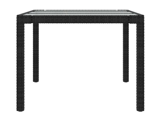 Tavolo in vimini intrecciato in resina nera, 190 x 90 x 75 cm