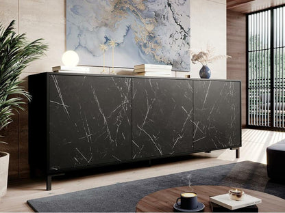 Credenza in marmo nero, 81 x 200 cm