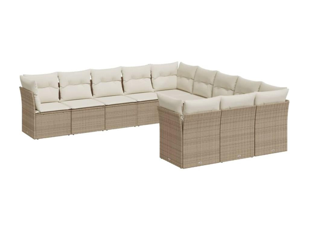 Set di mobili da esterno in vimini intrecciato in resina beige