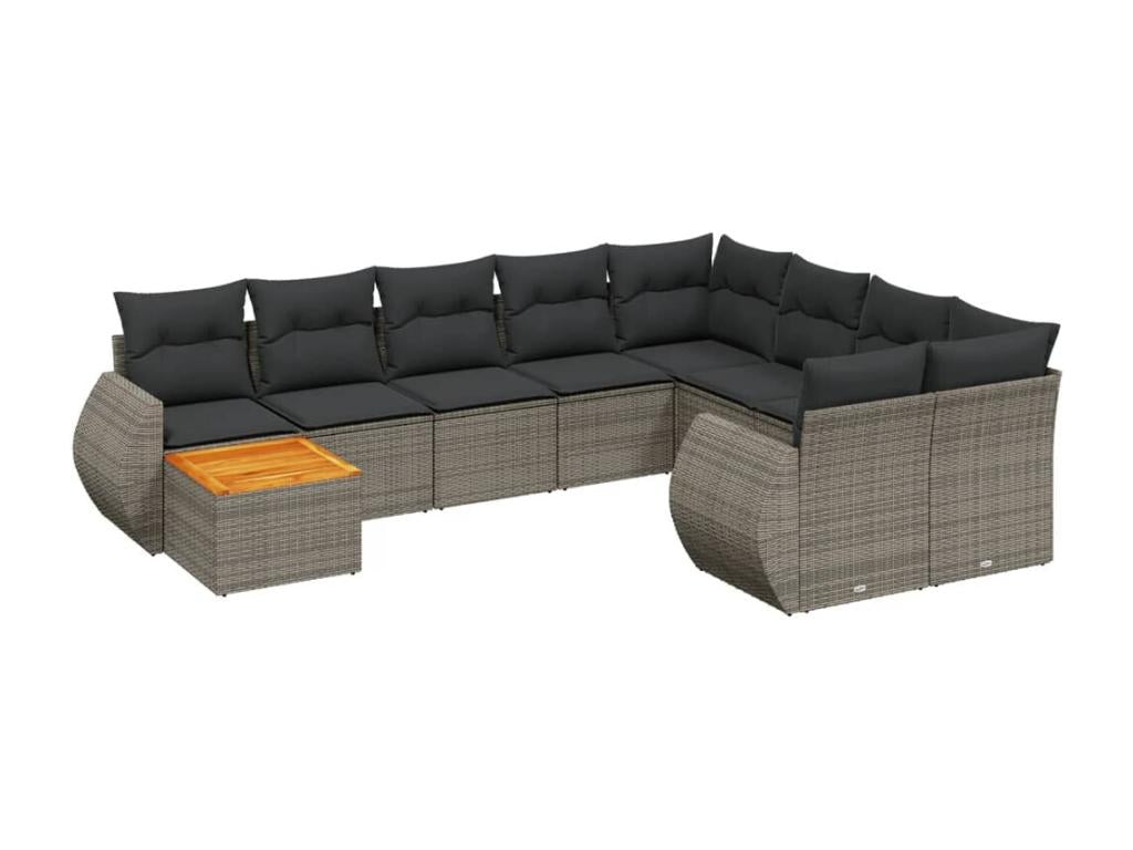 Set di mobili da esterno in vimini intrecciato in resina grigia