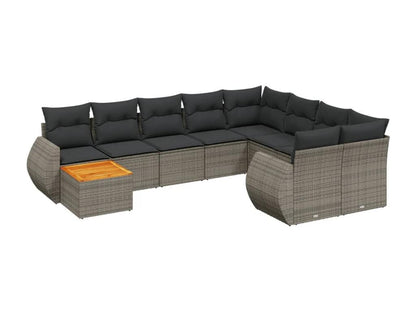 Set di mobili da esterno in vimini intrecciato in resina grigia