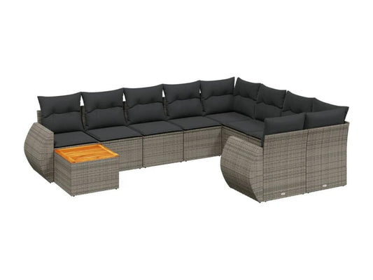 Set di mobili da esterno in vimini intrecciato in resina grigia