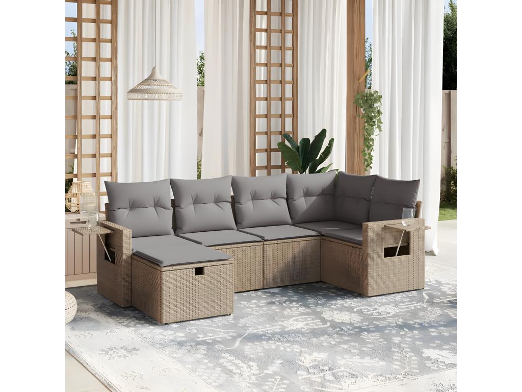 Set di mobili da esterno in vimini intrecciato in resina beige