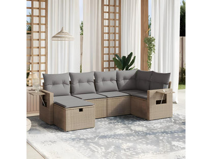 Set di mobili da esterno in vimini intrecciato in resina beige