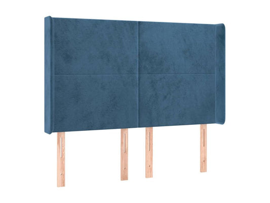 Struttura letto in velluto blu, 147 x 16 x 118 cm