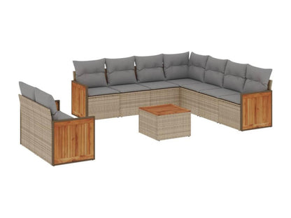 Set di mobili da esterno in vimini intrecciato in resina beige
