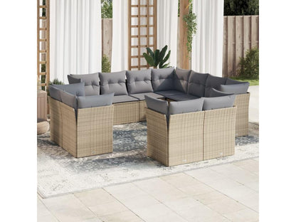 Set di mobili da esterno in vimini intrecciato in resina beige