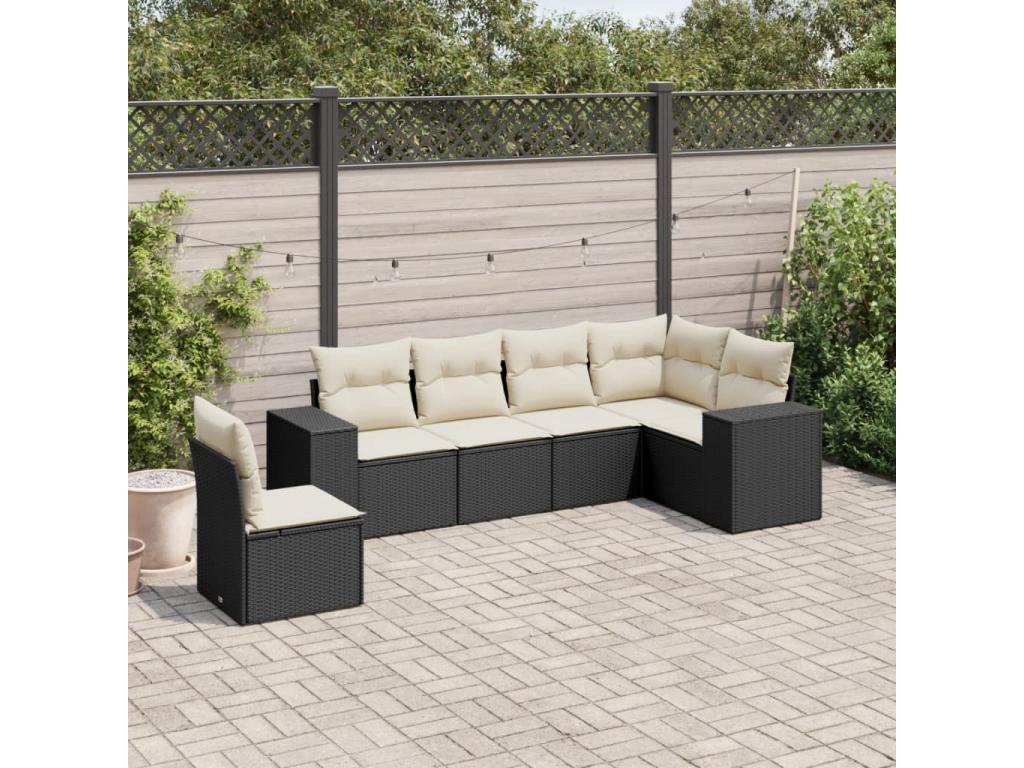 Set di mobili da esterno in vimini intrecciato in resina nera