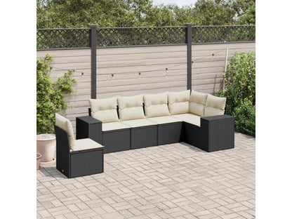 Set di mobili da esterno in vimini intrecciato in resina nera