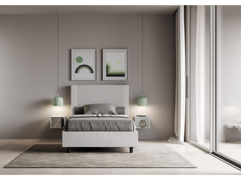 Struttura letto in similpelle bianca, 140 x 200 cm