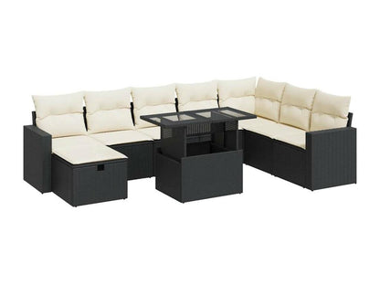 Set di mobili da esterno in vimini intrecciato in resina nera
