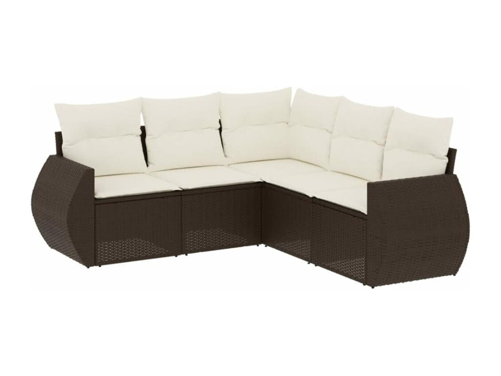 Set di mobili da esterno in vimini intrecciato in resina marrone