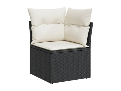 Set di mobili da esterno in vimini intrecciato in resina nera