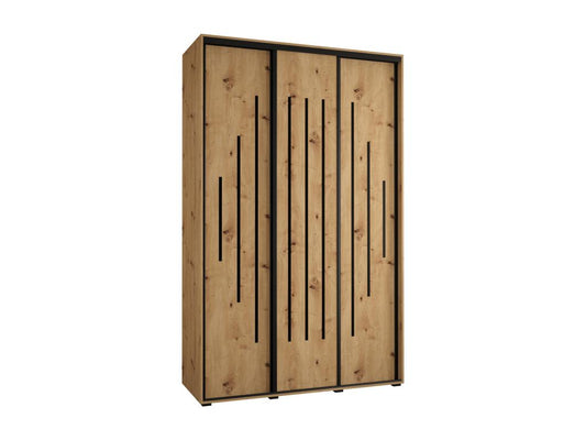 Armadio nero a 3 ante, 150 x 60 x 235,2 cm