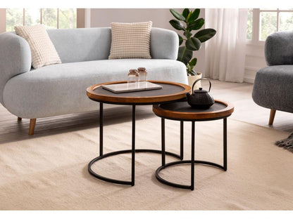 Tavolino laterale in legno massello naturale