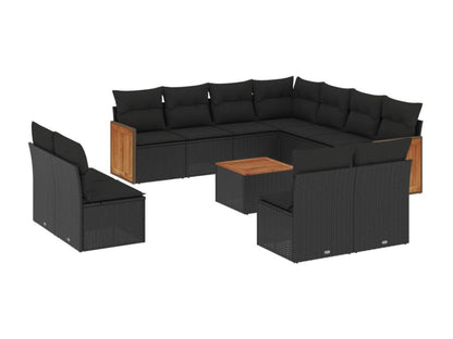 Set di mobili da esterno in vimini intrecciato in resina nera