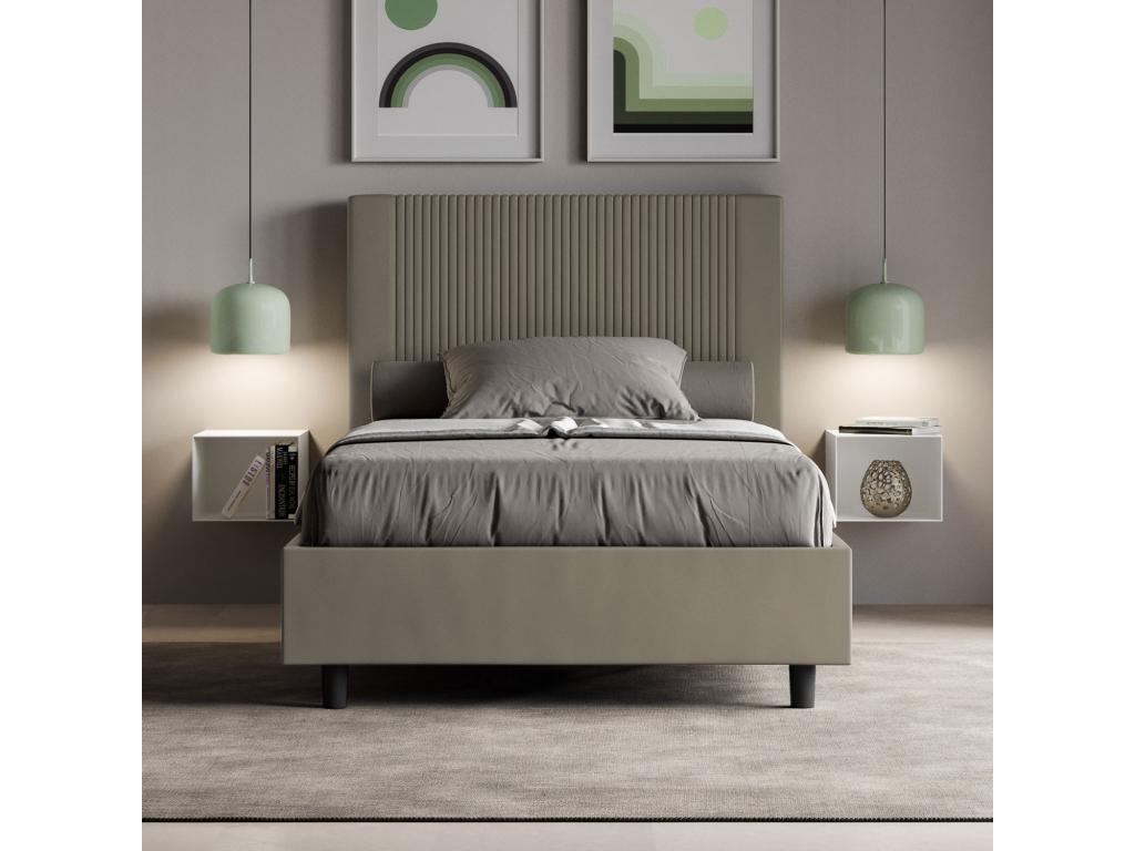 Struttura letto in similpelle marrone, 140 x 190 cm