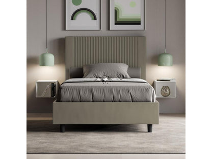 Struttura letto in similpelle marrone, 140 x 190 cm
