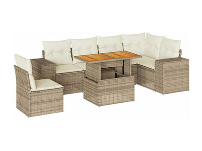 Set di mobili da esterno in vimini intrecciato in resina beige