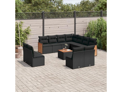 Set di mobili da esterno in vimini intrecciato in resina nera