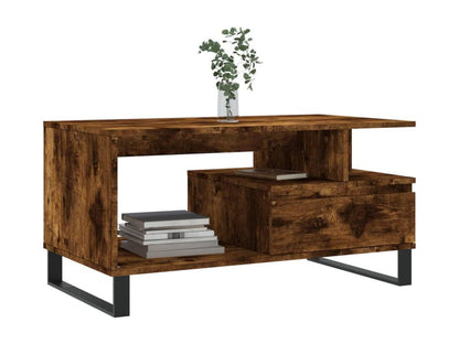 Tavolino da caffè in legno ingegnerizzato naturale, 90 x 49 x 45 cm