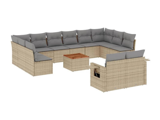 Set di mobili da esterno in vimini intrecciato in resina beige
