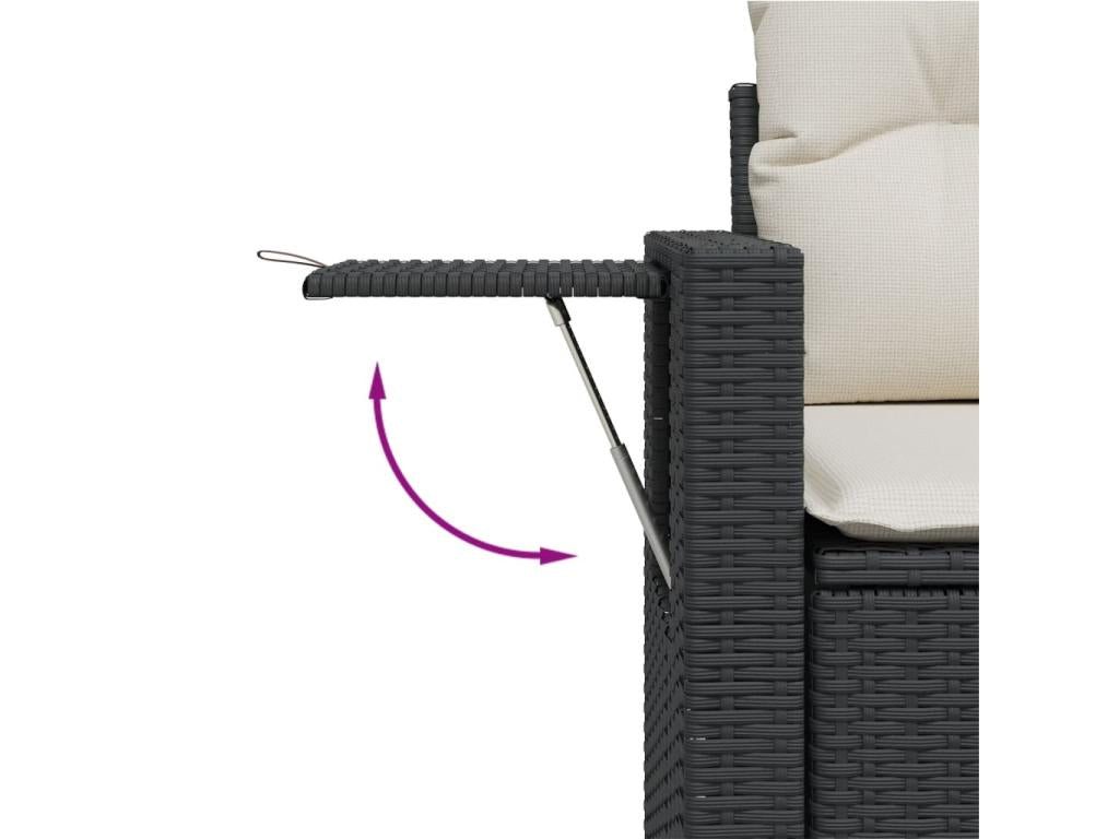 Set di mobili da esterno in vimini intrecciato in resina nera