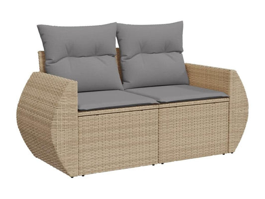 Set di mobili da esterno in vimini intrecciato in resina beige
