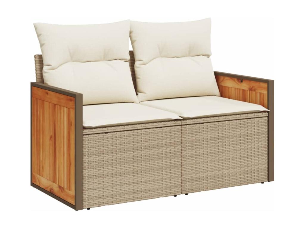 Set di mobili da esterno in vimini intrecciato in resina beige