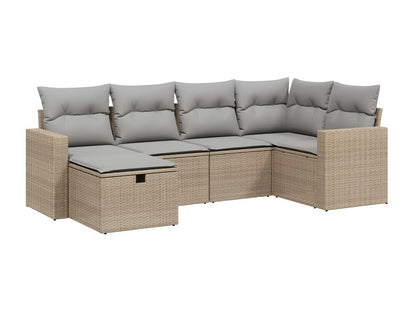 Set di mobili da esterno in vimini intrecciato in resina beige
