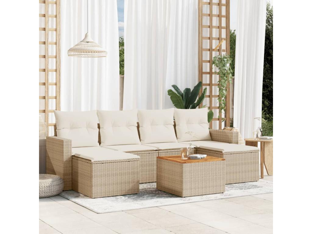 Set di mobili da esterno in vimini intrecciato in resina beige